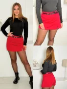 Fustă-pantalon cochetă cu curea