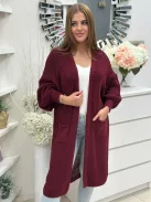 Cardigan tricotat lung cu buzunare