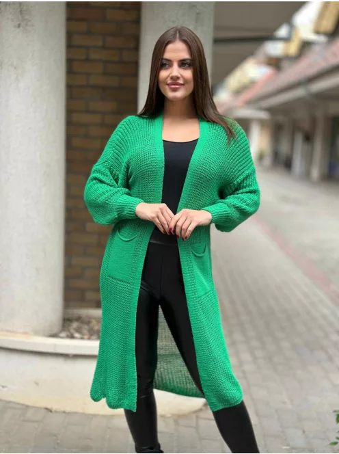 Cardigan tricotat lung cu buzunare