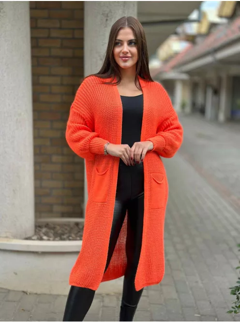 Cardigan tricotat lung cu buzunare