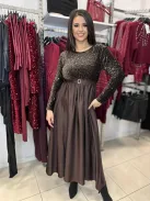 Rochie elegantă cu aspect de catifea și paiete