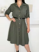 Rochie tip cămașă, vaporoasă, cu curea