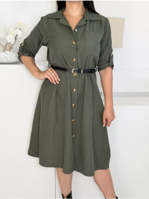 Rochie tip cămașă, vaporoasă, cu curea