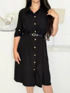 Rochie tip cămașă, vaporoasă, cu curea