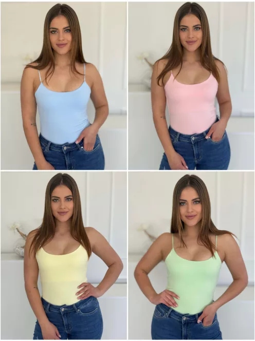 Top premium basic din lycra, cu bretele