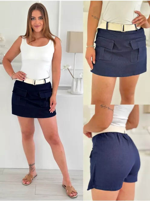 Fustă-pantalon extra elastică, cu aspect de denim