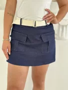 Fustă-pantalon extra elastică, cu aspect de denim