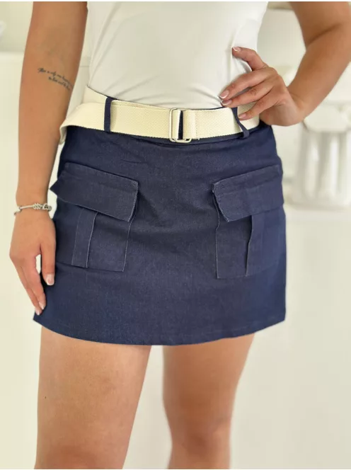 Fustă-pantalon extra elastică, cu aspect de denim