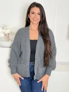 Cardigan tricotat cu buzunare