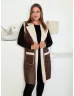 Vestă din imitație de piele întoarsă cu blăniță moale
