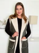 Vestă din imitație de piele întoarsă cu blăniță moale