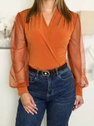 Body petrecut cu inserție din tul