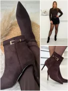 Botine cu toc cui și aspect de piele întoarsă