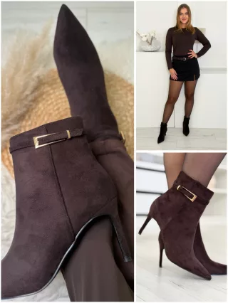Botine cu toc cui și aspect de piele întoarsă