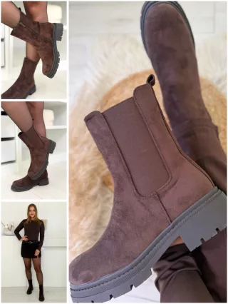 Botine cu aspect de piele întoarsă
