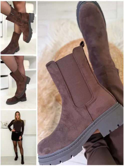 Botine cu aspect de piele întoarsă