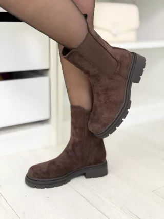Botine cu aspect de piele întoarsă