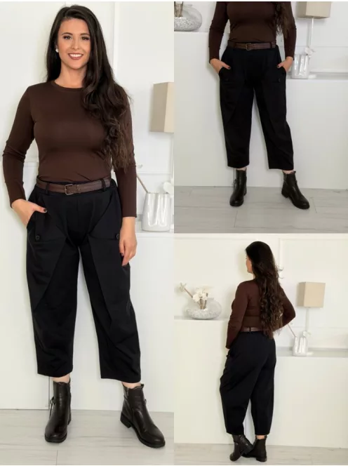 Pantaloni cu nasturi decorativi și curea