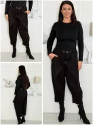 Pantaloni de iarnă cu nasturi și curea