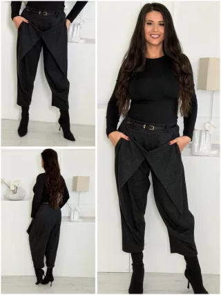 Pantaloni de iarnă cu nasturi și curea