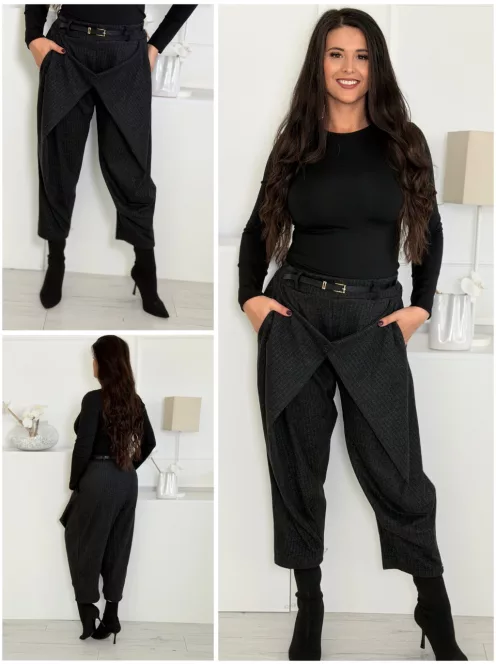 Pantaloni de iarnă cu nasturi și curea